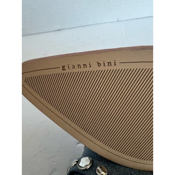 NWT Gianni Bini Walden Denim Rhinestone Embellished Slip On Western Mules Sz 8 - Picture 9 of 11